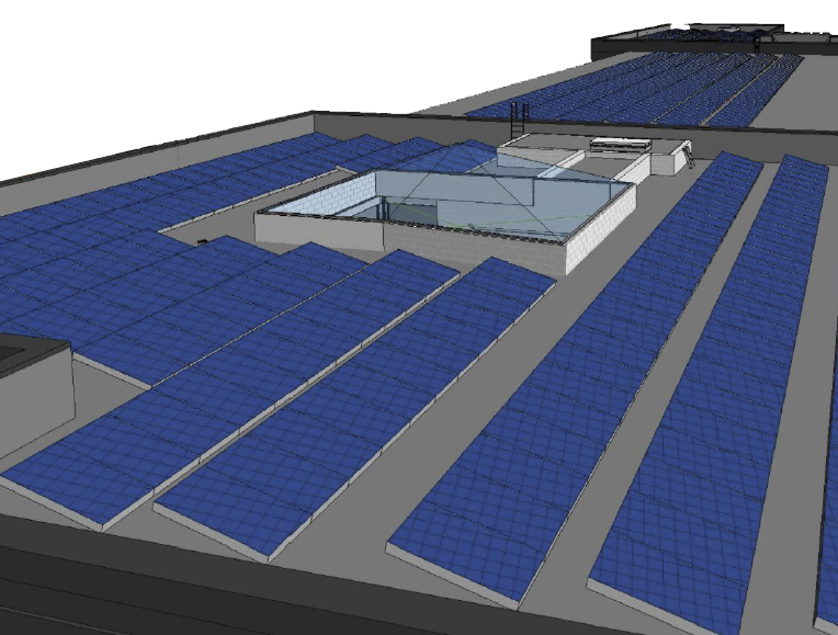 Solar panel view on building