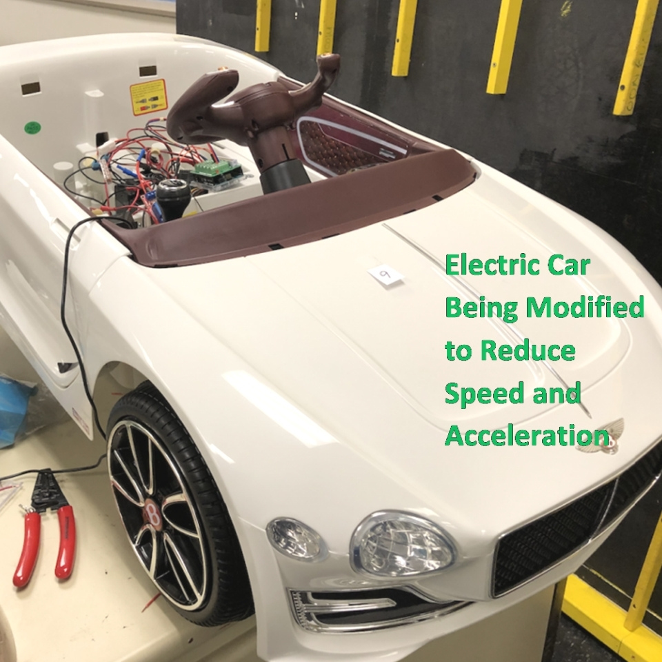 Electric care being modified to reduce speed and acceleration